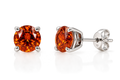 Studs en or blanc 750 – Spessartite 5 mm – 4 griffes